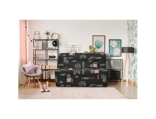GRUHIER - Banquette bz - tissu noir - l143 x p97 x h89 cm - joe