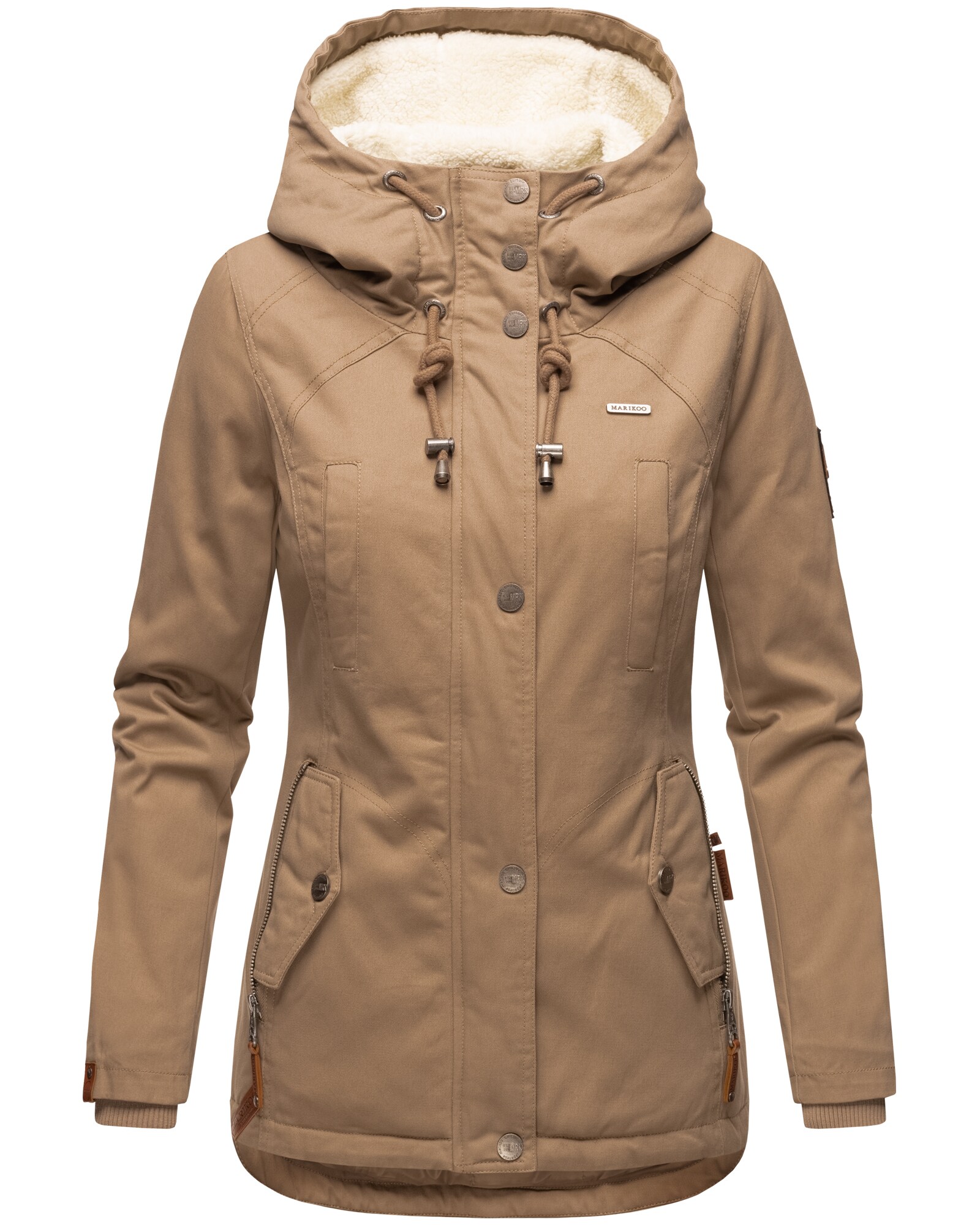 MARIKOO Damen Winterjacke Outdoor Baumwolljacke mit Kapuze Bikoo