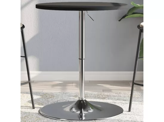 Table de bar noir 60x60x90 cm bois d'ingénierie et acier chromé