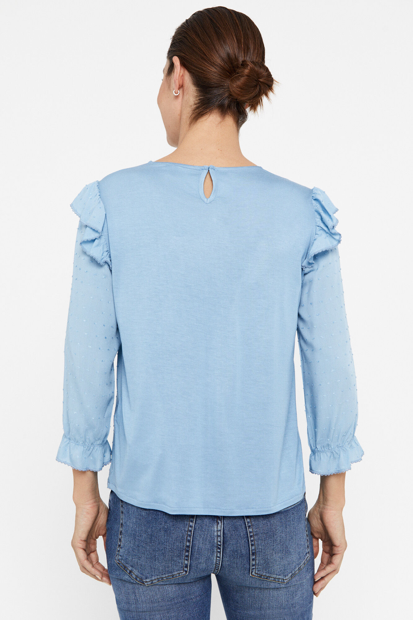 Blusa Combinada Plumeti - Estampa Azul