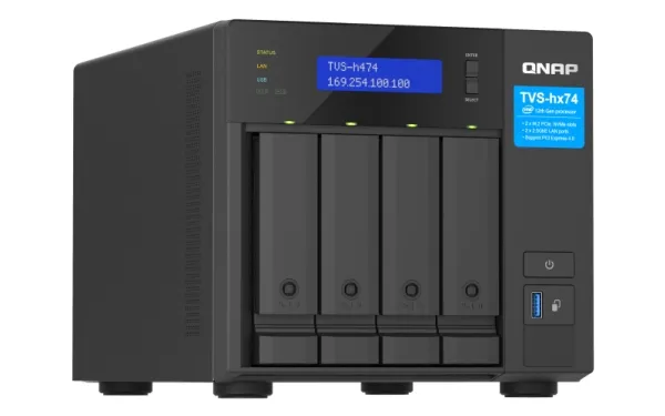 QNAP TVS-H474 - NAS-server - 4 bays - SATA 6Gb/s - RAID JBOD, 0, 1, 5, 6, 10, TM, RAID TP - RAM 8 GB - Gigabit Ethernet / 2.5 Gigabit Ethernet - iSCSI support