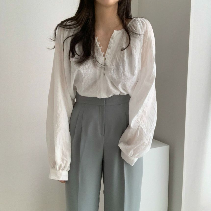 Mori Girls - Henley-blouse met lange mouwen