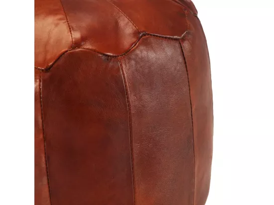 Pouf 40 x 35 cm Brun roux Cuir véritable de chèvre
