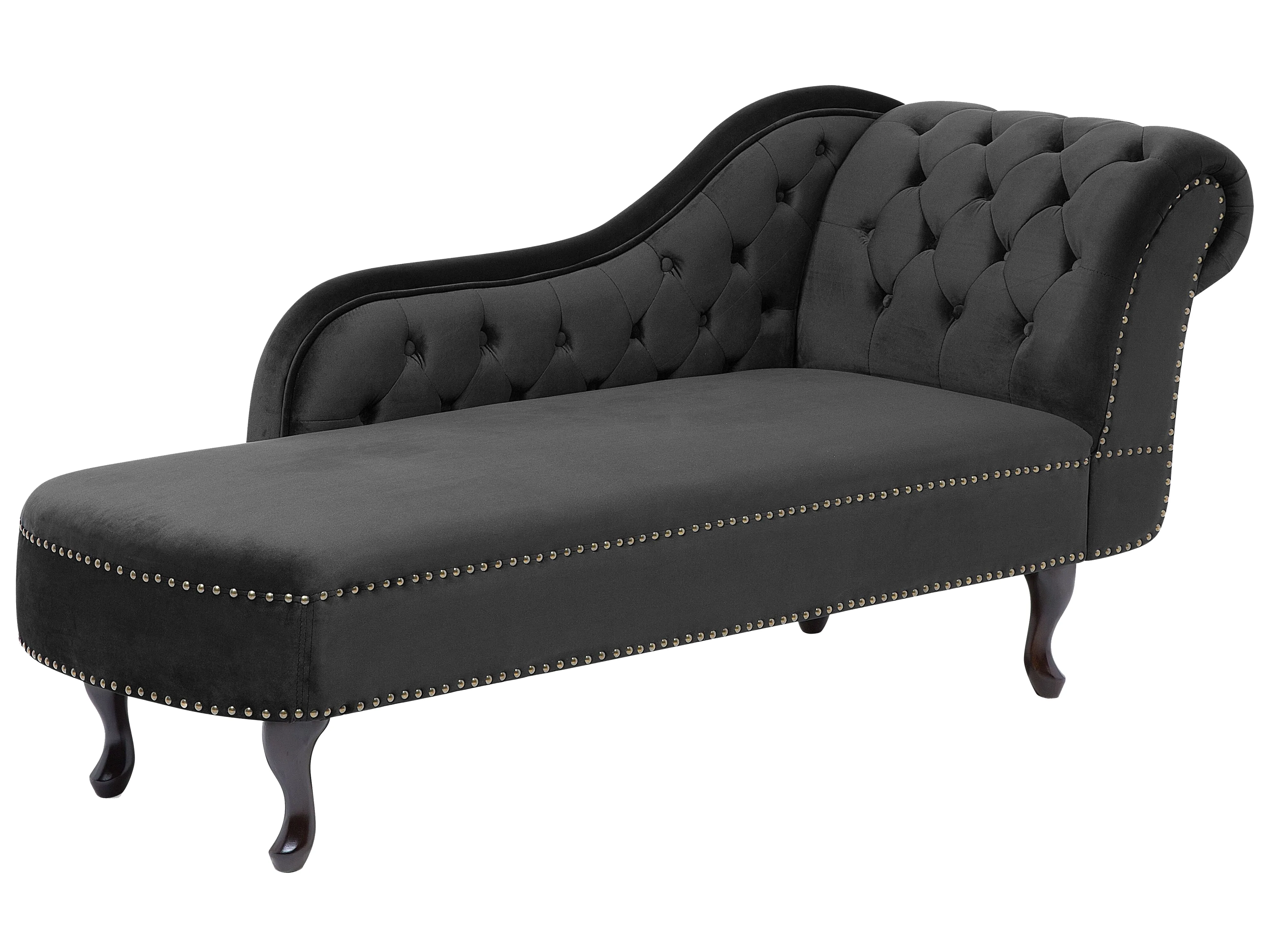 Rechtszijdige chaise longue NIMES Fluweel Zwart