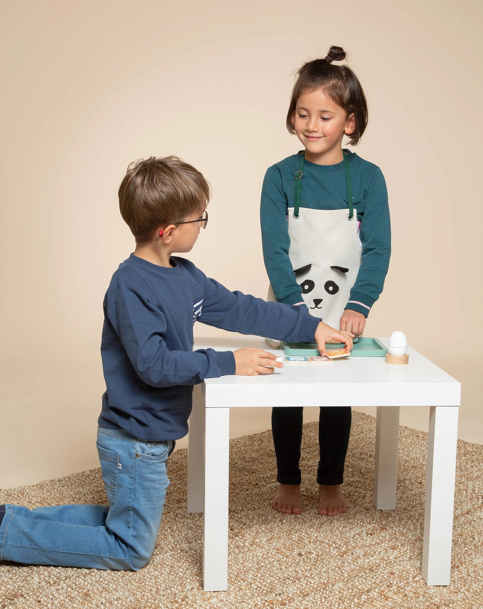 Kinderschürze PANDA MINI in natur (Größe: 3-6 Jahre)