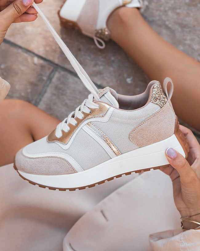 Basket femme beige à lacets - Felicia