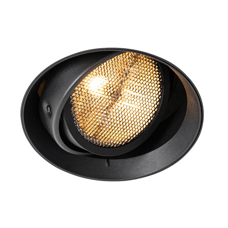 Moderne inbouwspot zwart GU10 AR111 rond trimless - Oneon Honey