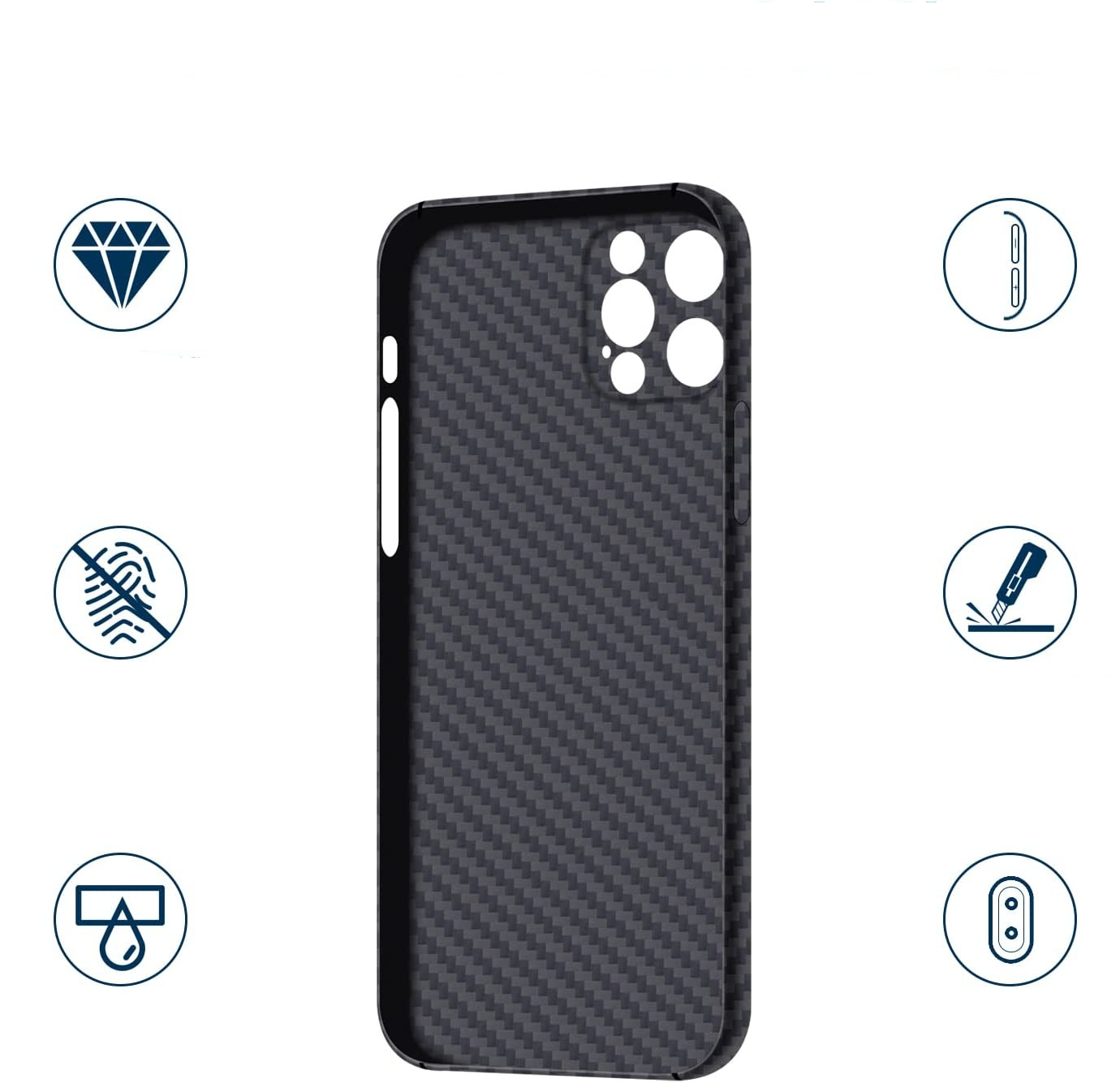 iPhone 14 Pro Max Kevlar Hardcase Schutzhülle Ultrathin - Schwarz