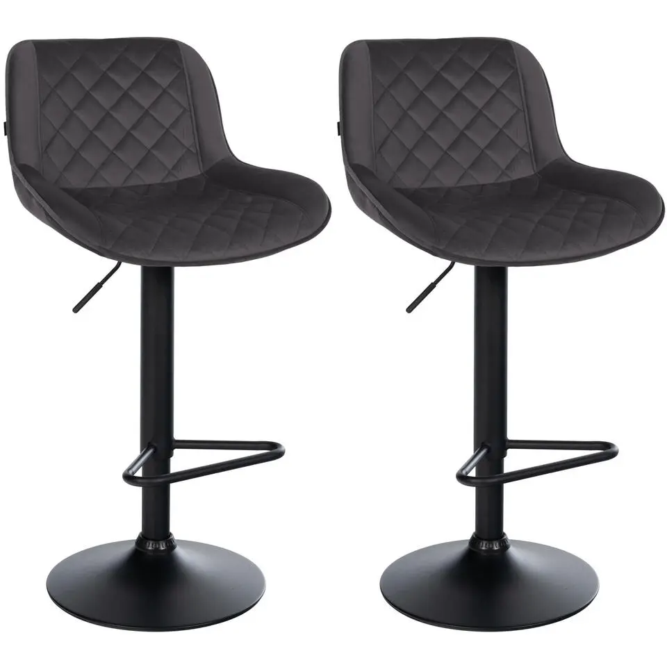CLP Set van 2 Barkruk Kasson zwart Frame - Fluweel - zwart