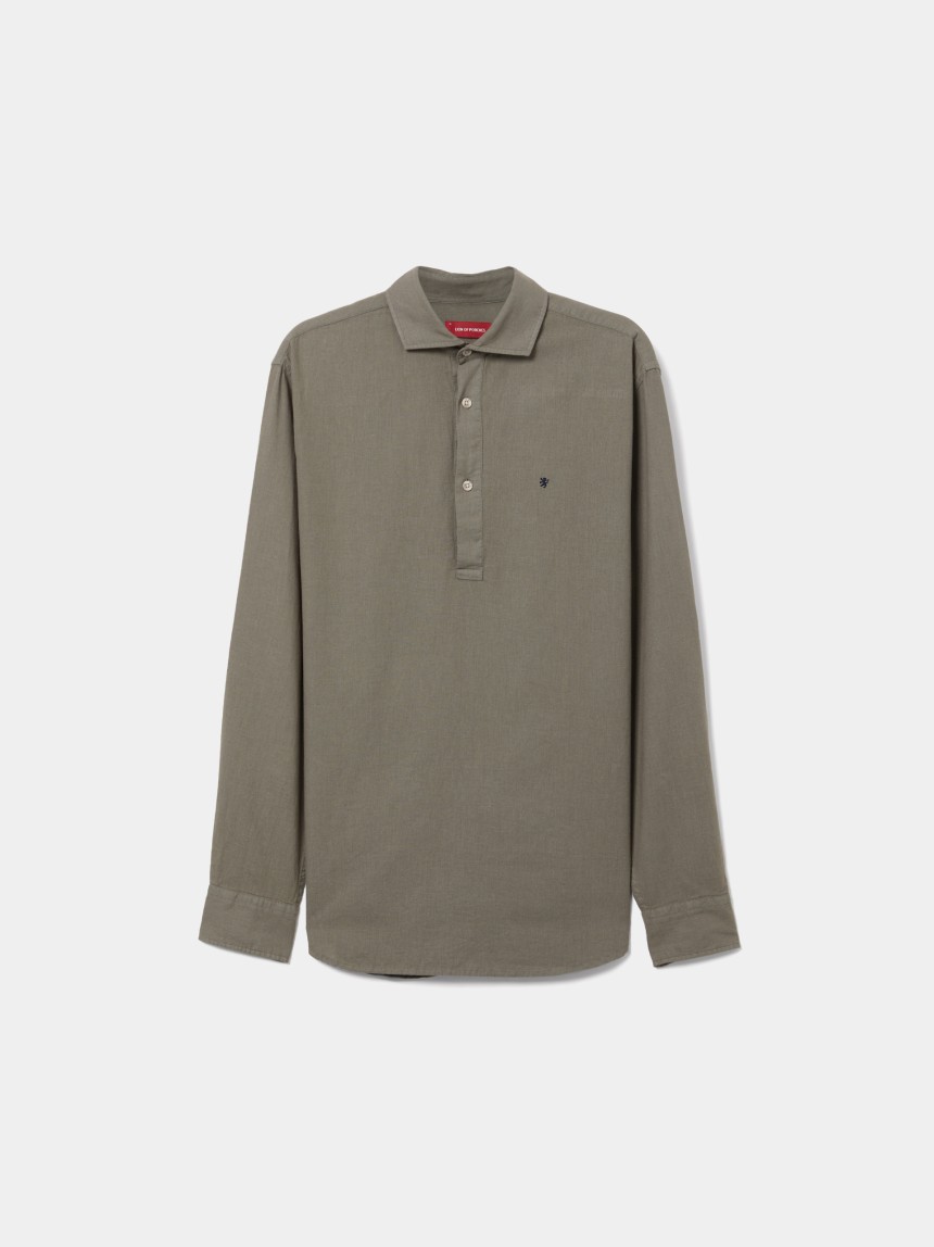 Camisa polo em linho e algodão