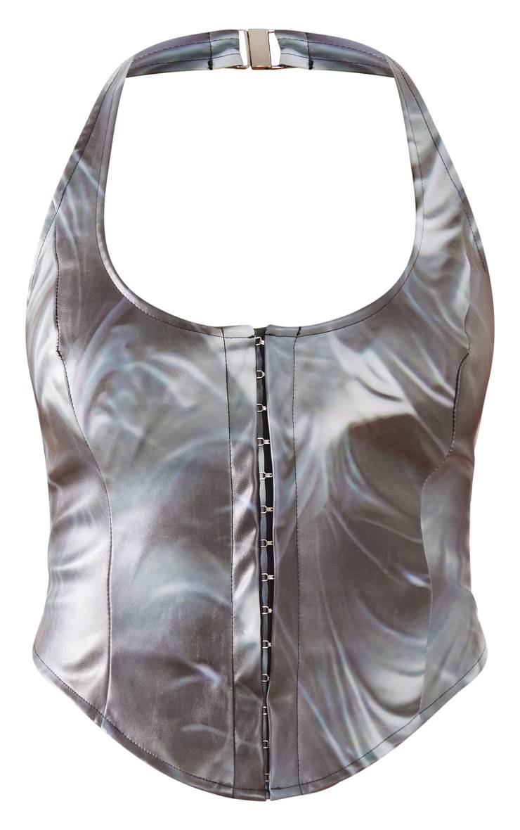 Gris Corset Bustier Imprimé En Synthétique