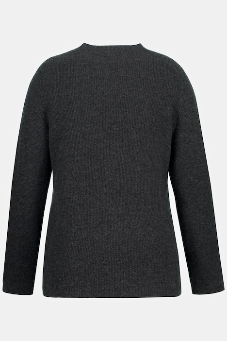Pullover, Wollmischung, Rippstrick, Stehkragen, Langarm