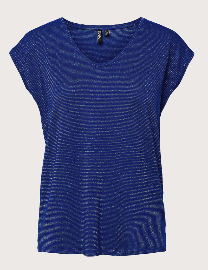 PIECES T-SHIRT À PAILLETTES BLEU