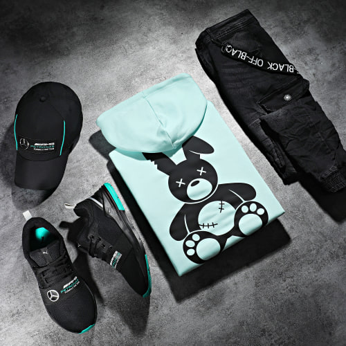 Sweat Capuche Lapin Vert Menthe Noir