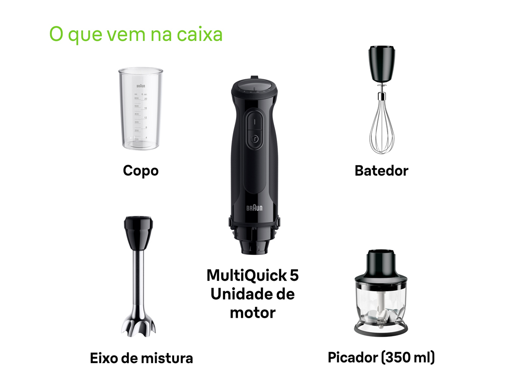 VARINHA COM ACESSÓRIOS BRAUN MQ50202M BK MINIPIMER 1000W