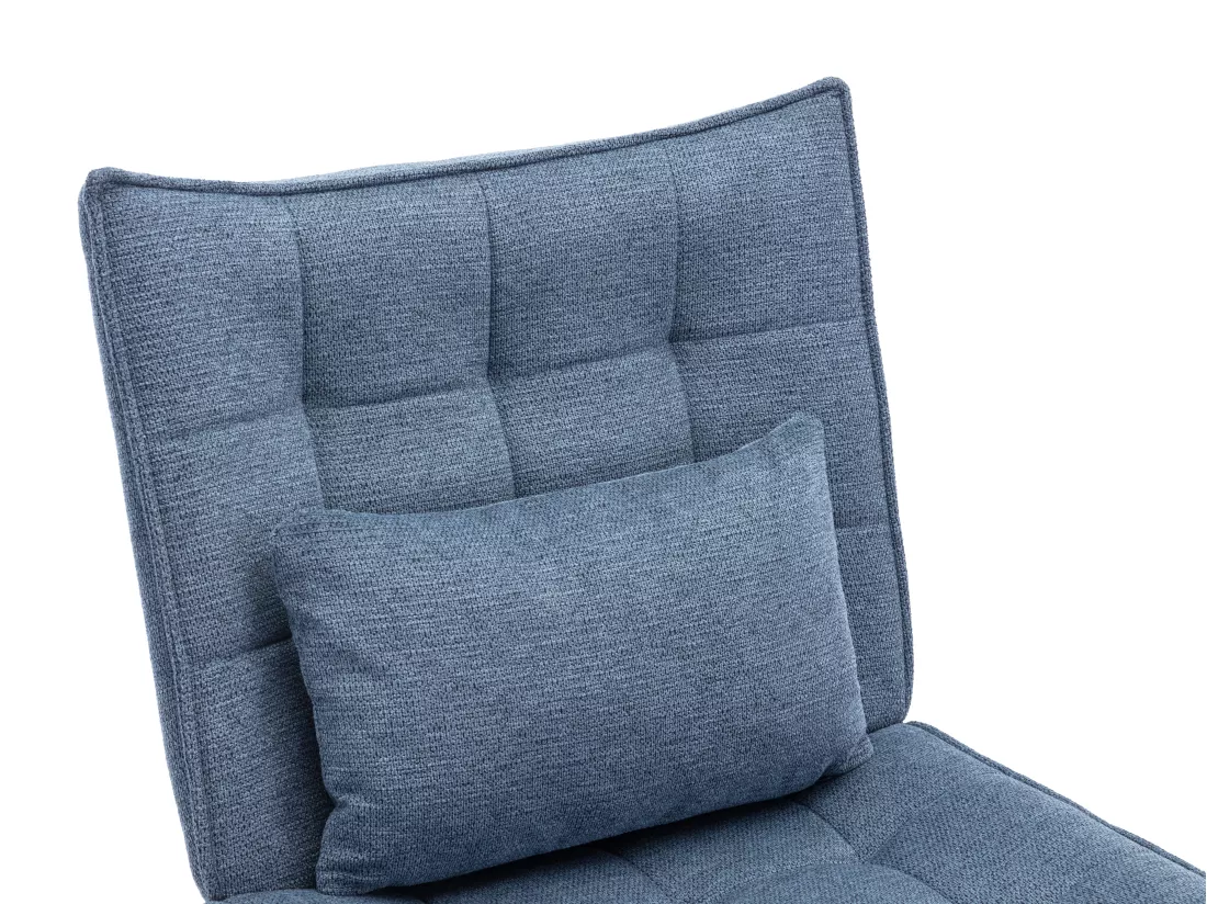 Fauteuil avec repose-pied en tissu bleu MARACAO