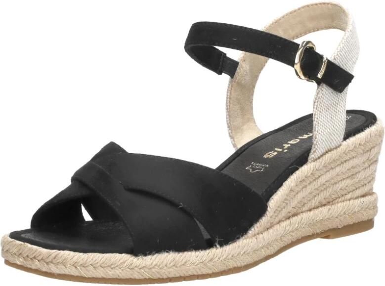 Tamaris Zwarte suède sandalette met 6 cm hak Multicolor Dames