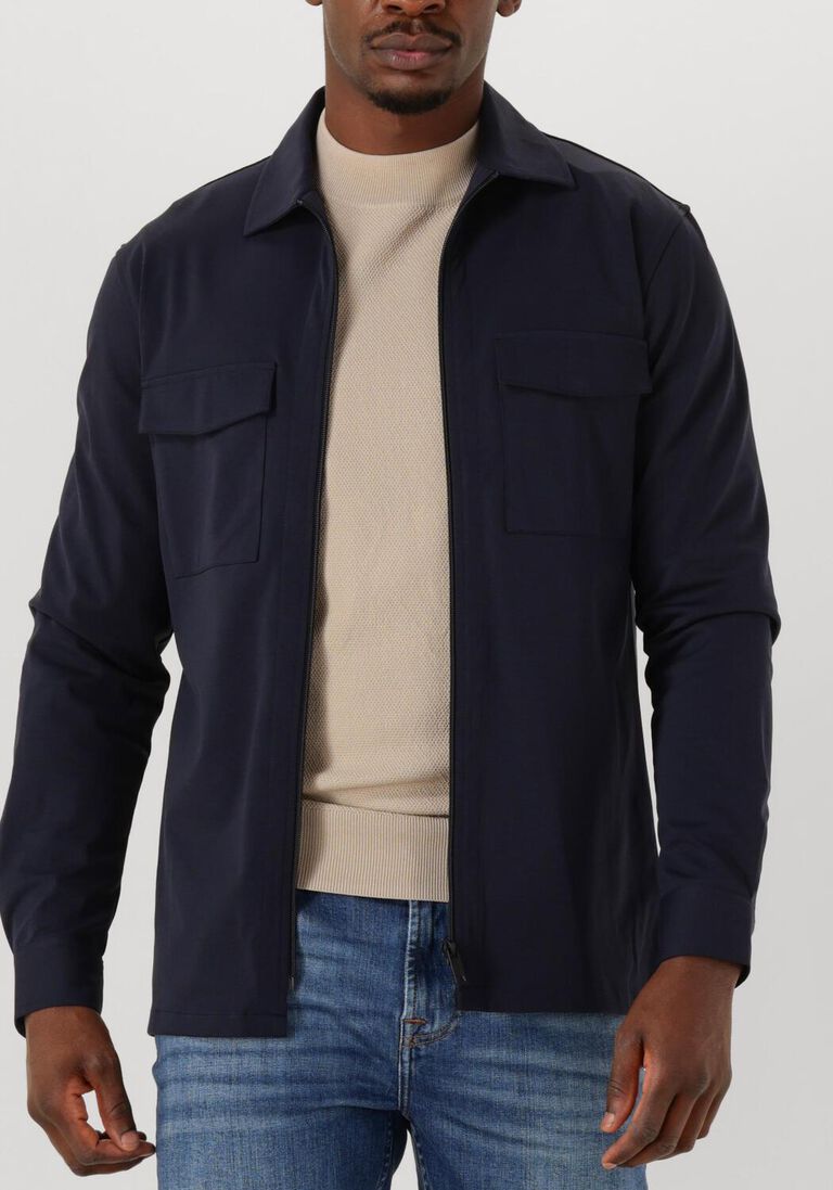 donkerblauwe genti overshirt oaks shirt jacket zip