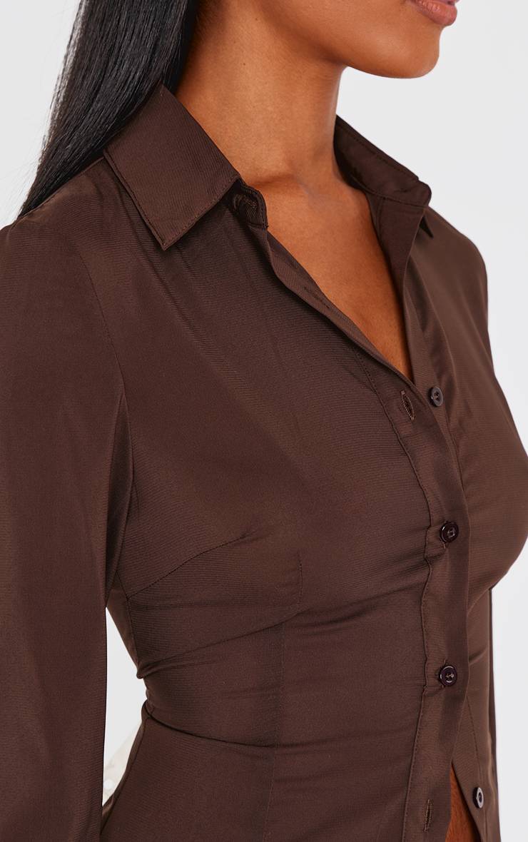 Dark Chocolate Chemise Ajustée En Mousseline
