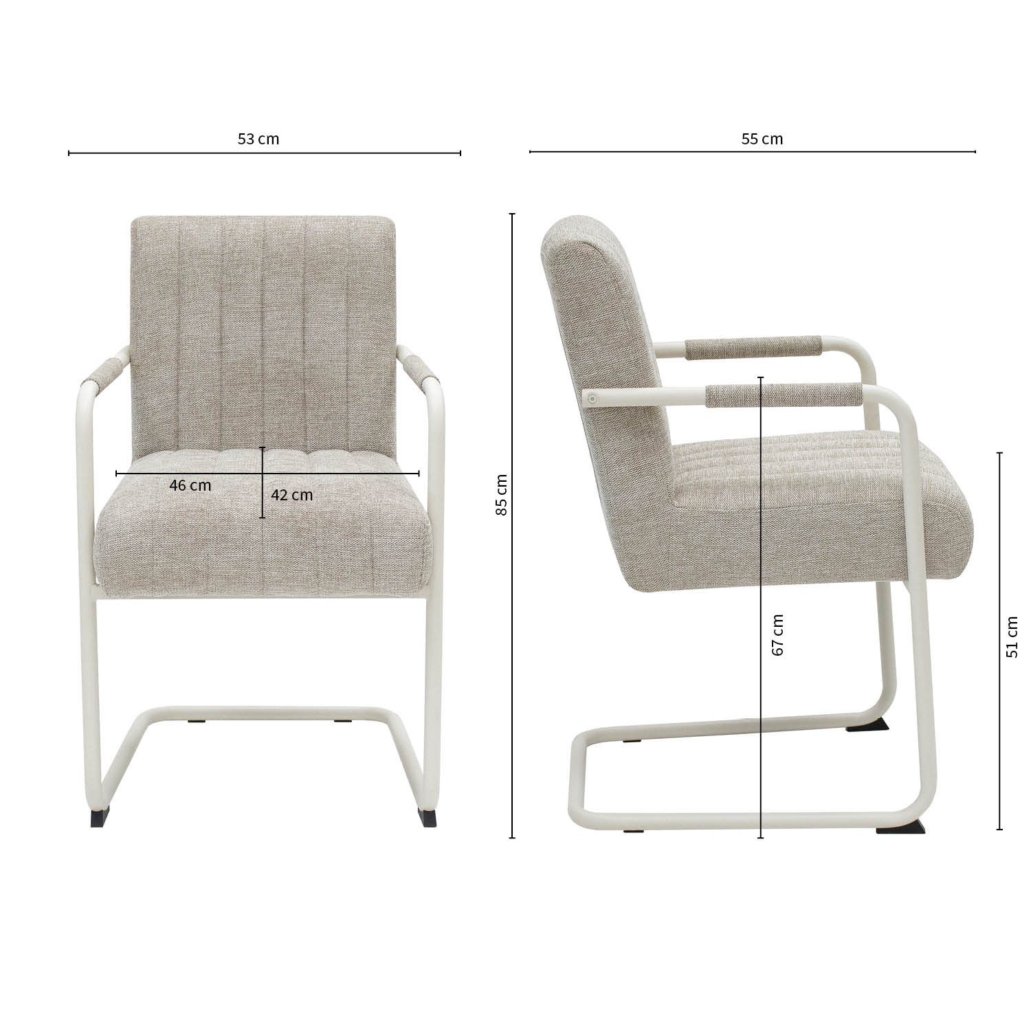 Kick Eetkamerstoel Isa - beige (wit frame)