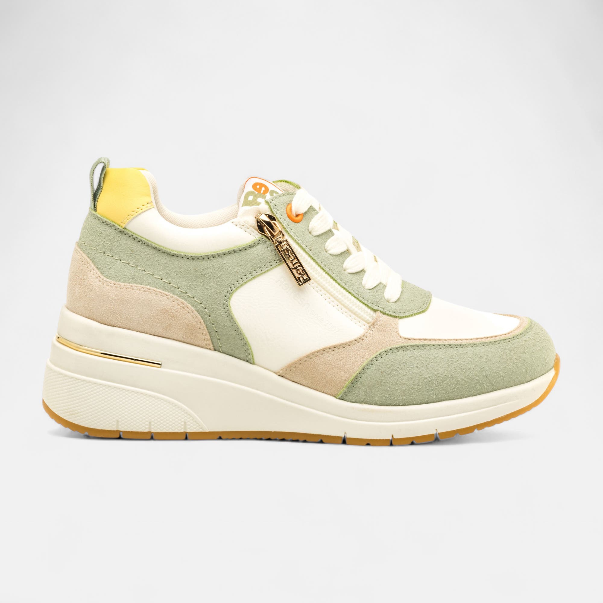Baskets basses à talon compensé Femme vert clair