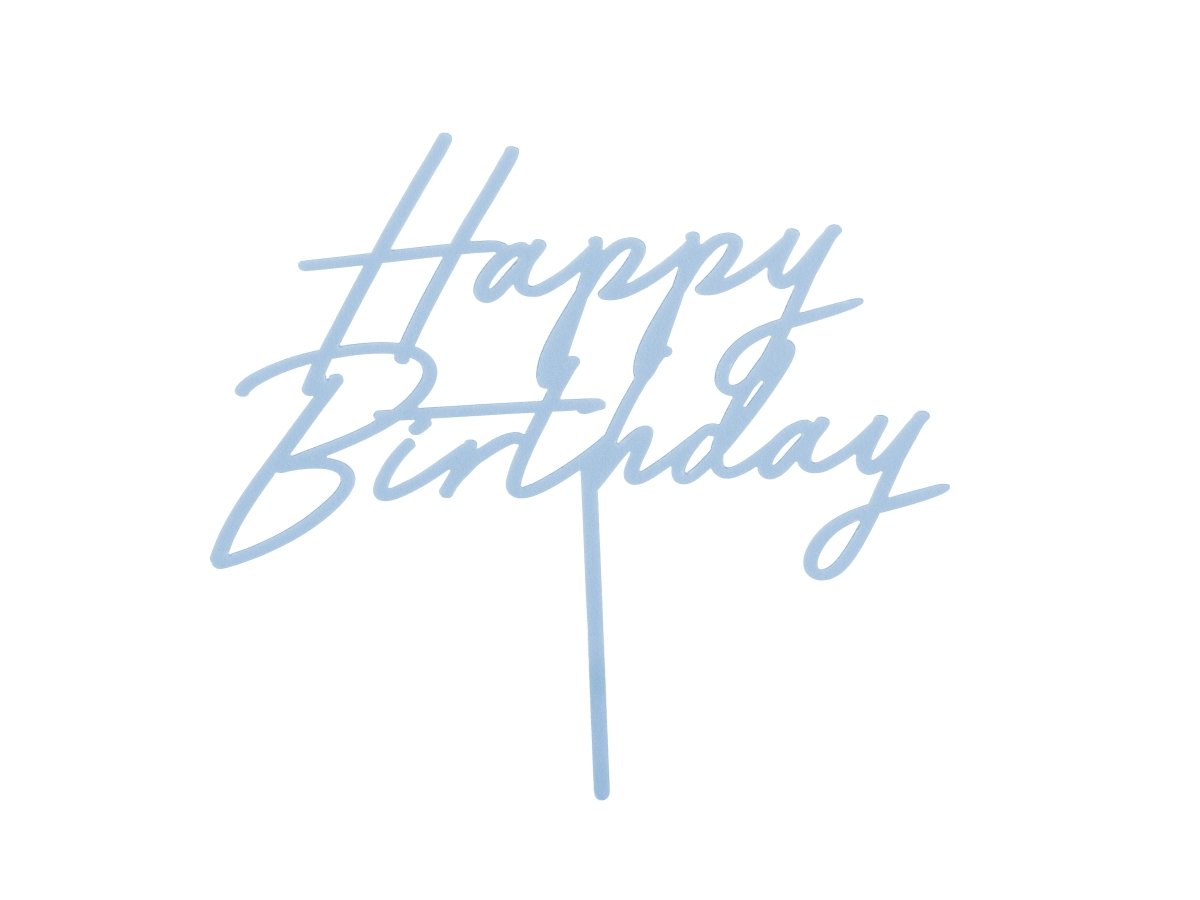 Happy Birthday Taarttopper Blauw 16,5cm
