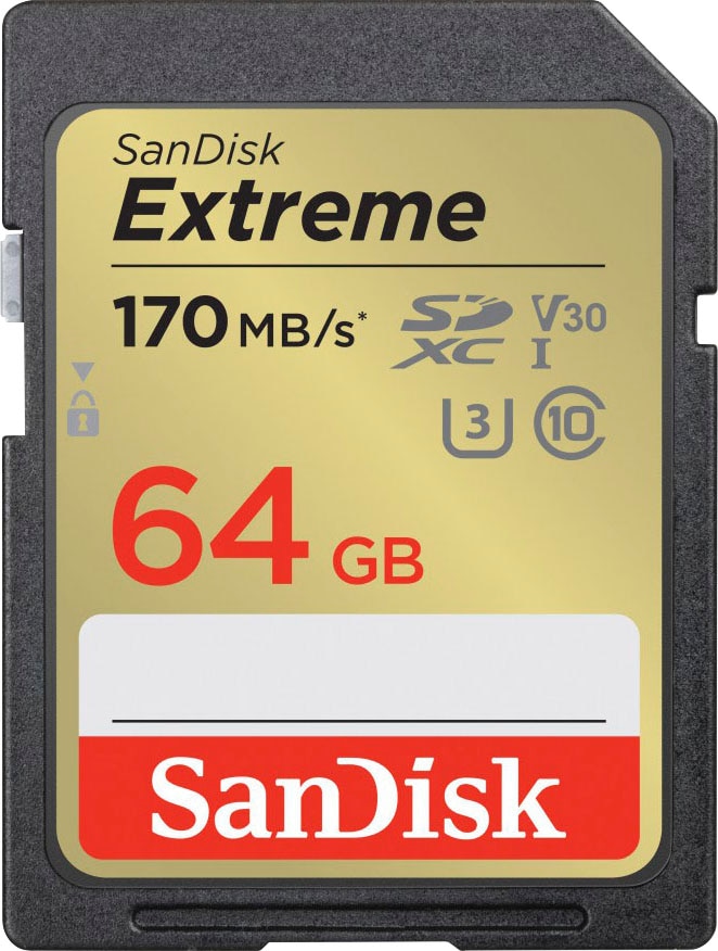 Sandisk Speicherkarte »Extreme 64GB« (64 GB UHS Class 3 170 MB/s Lesegeschwindigkeit)