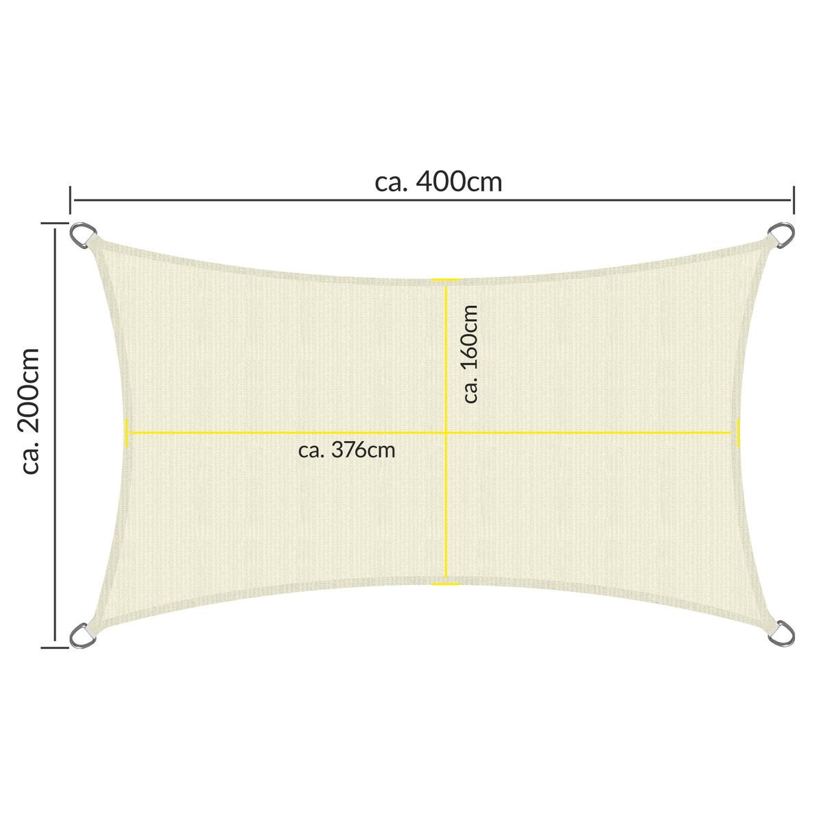 SolVision HS9 Zonnescherm 200x400cm Rechthoekig Crème HDPE