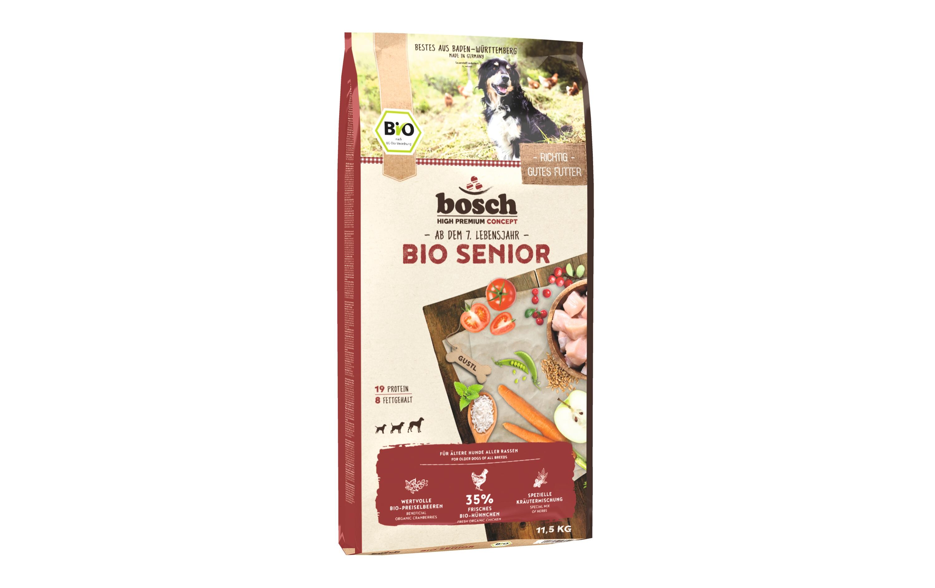 Bio Senior Huhn & Preiselbeer, 11.5 kgAlleinfuttermittel Bio für Senioren-Hunde