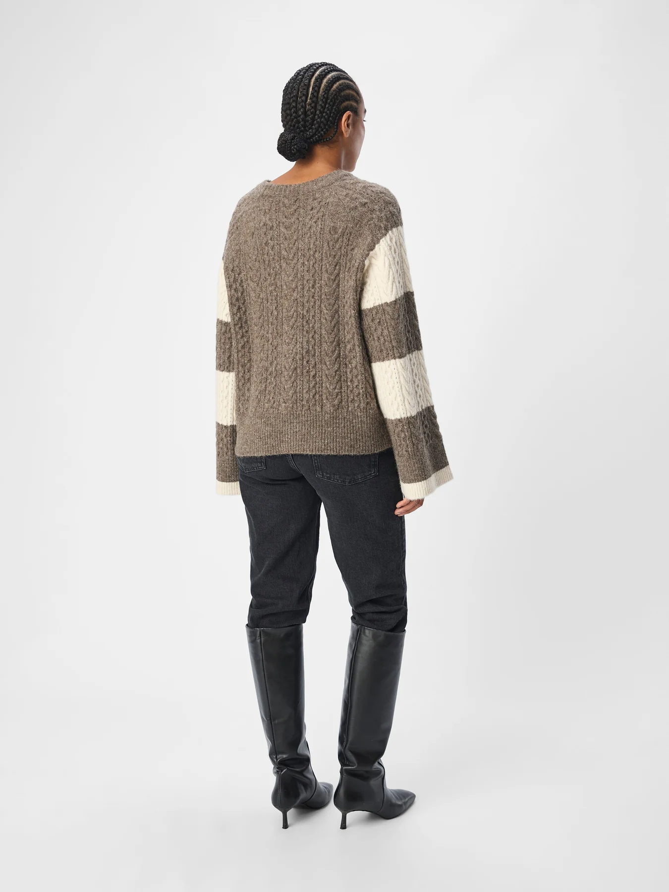 Object Objrosa Knit L/S Re Pullover 134 4603709 morel white sand