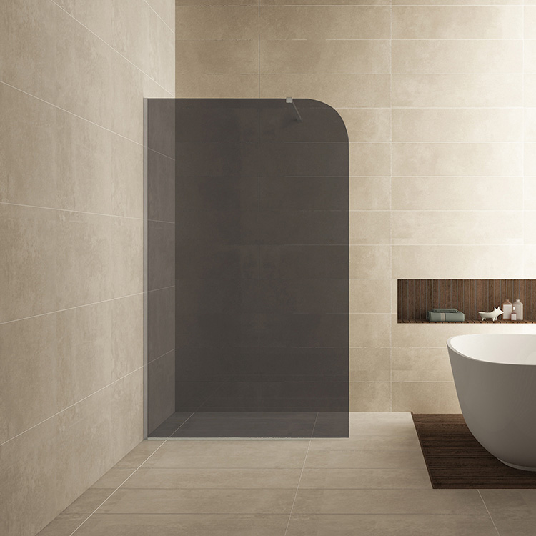 Mueller Curvello afgeronde glaswand 120x200cm met rookglas anti-kalk