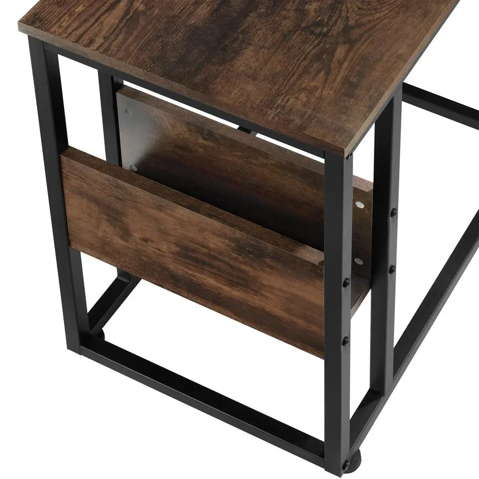 tectake Bijzettafel Wigan 55x36,5x60cm, Industrieel Hout Donker, Rustiek