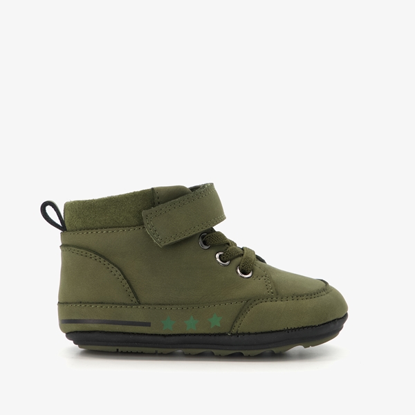 Groot leren babyschoenen groen met sterren