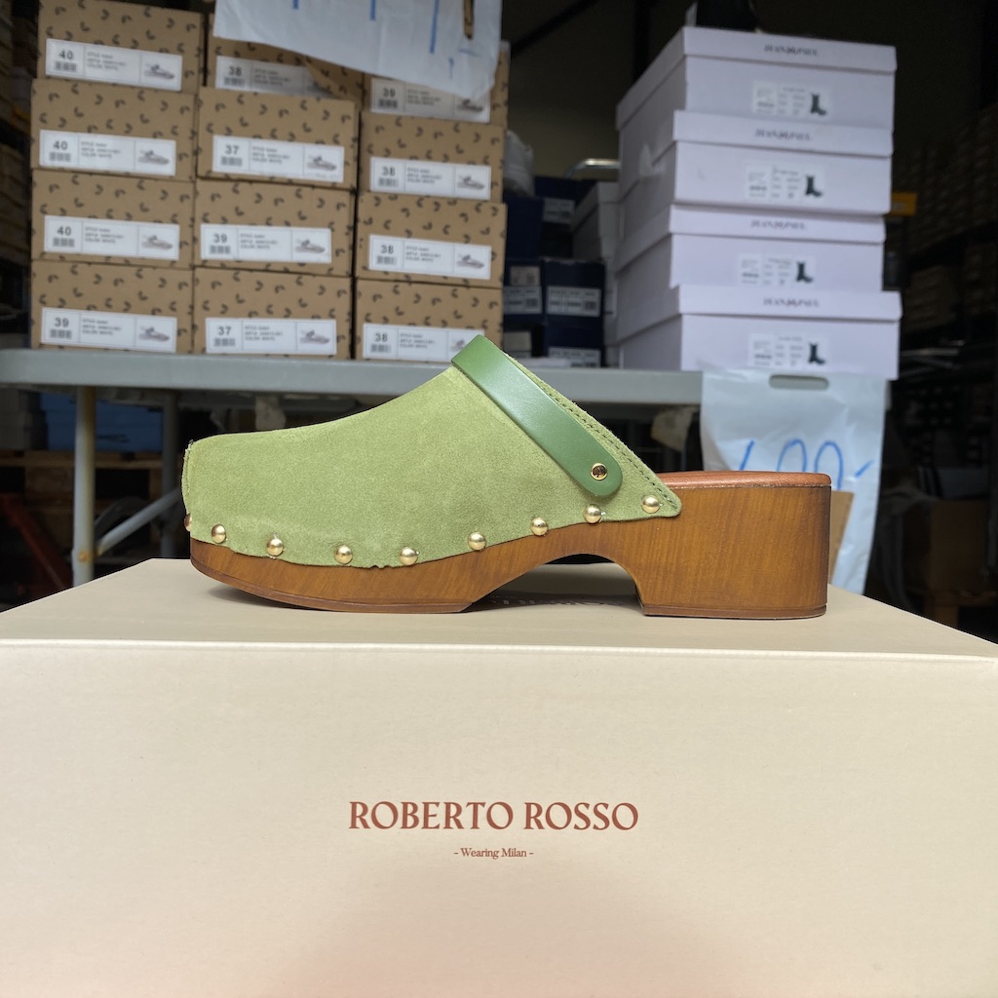 Roberto Rosso - Clogs Suede Leather Green