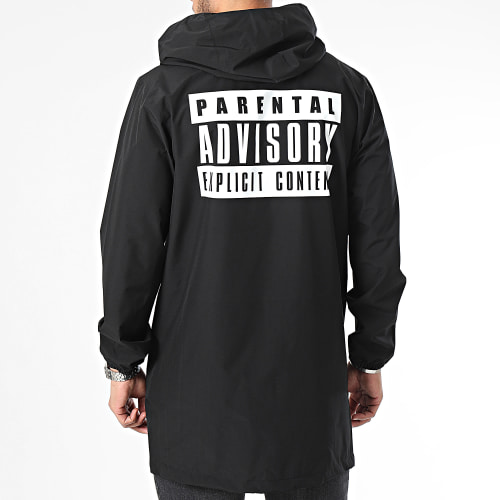 Coupe-Vent Long Capuche Big Back Logo Noir Blanc