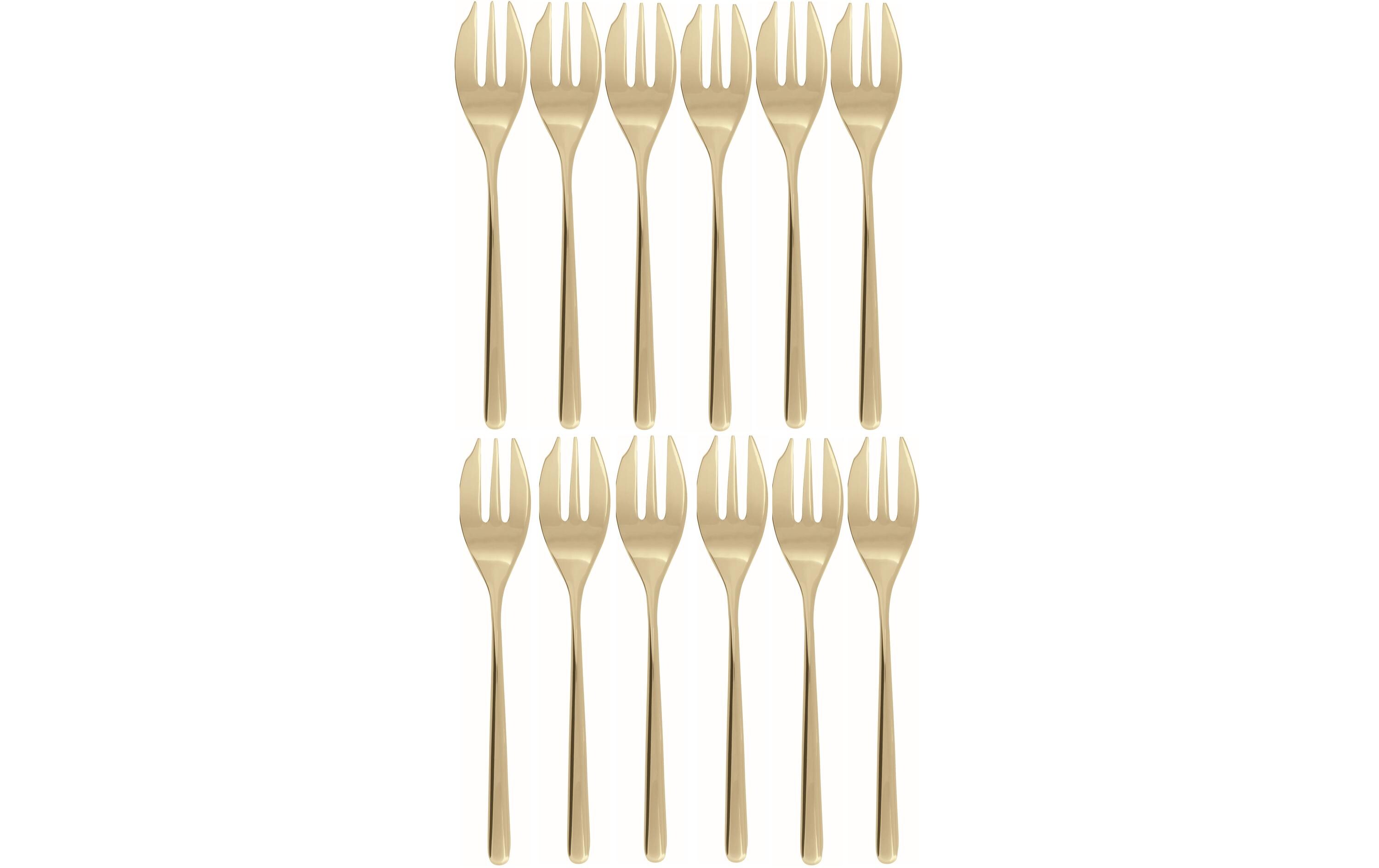 Kuchengabel Linear 12 Stück, Champagner<br>Dessertgabeln aus Edelstahl 18/10