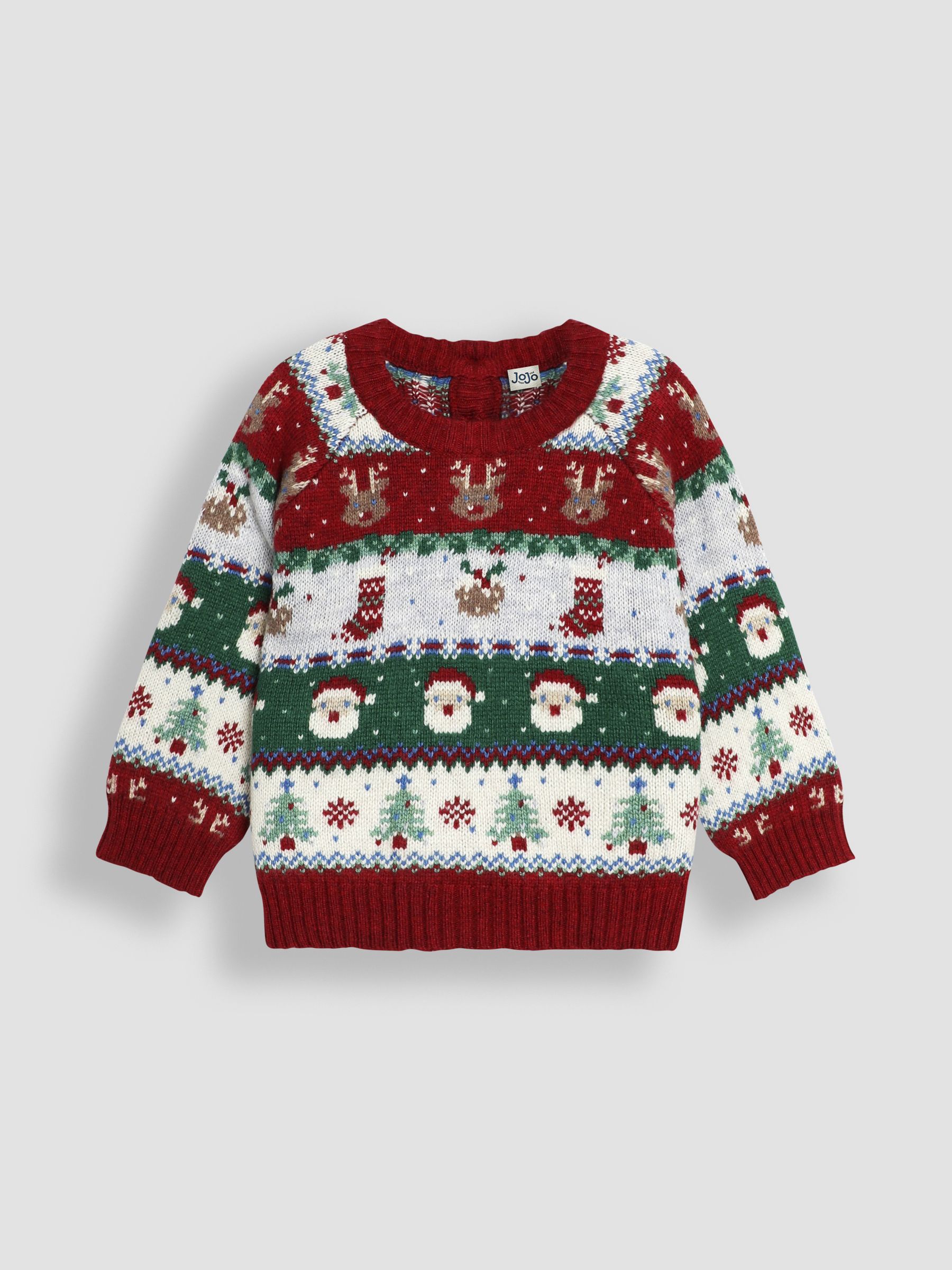 Jojo Maman Bébé Gebreide kerstmis feestelijke vriendjes fair isle-patroon trui