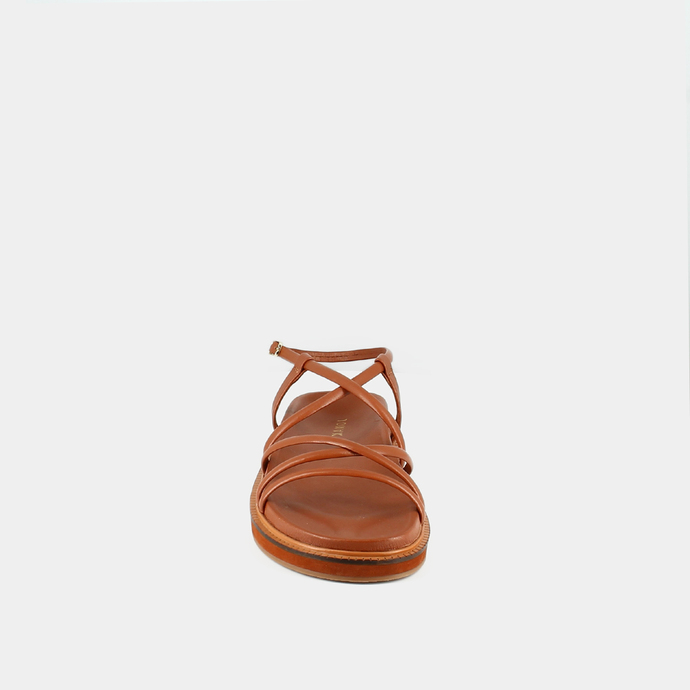 Sandales à brides  en cuir cognac