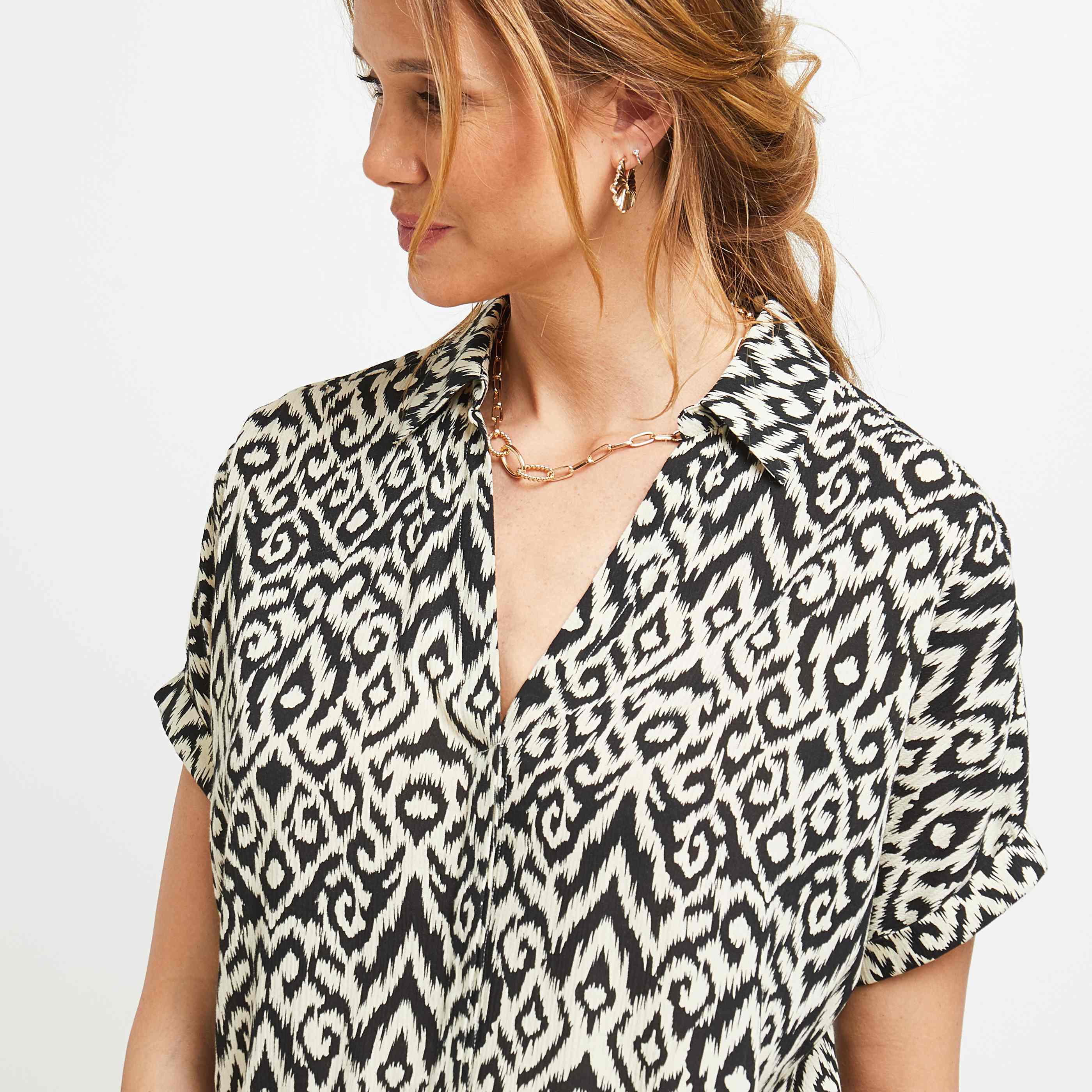 Chemise manches courtes femme - NOIR