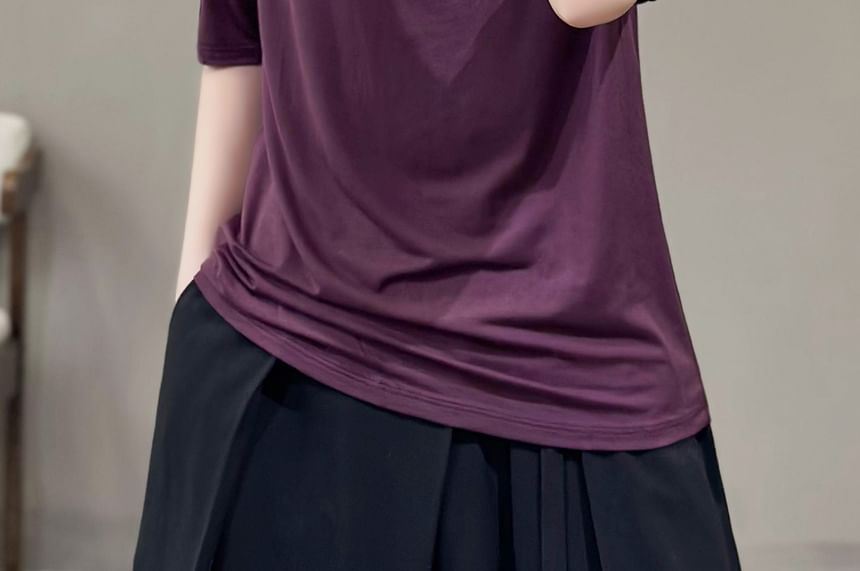 Cotton & Casual - Effen T-shirt met elleboogmouwen en mockneck