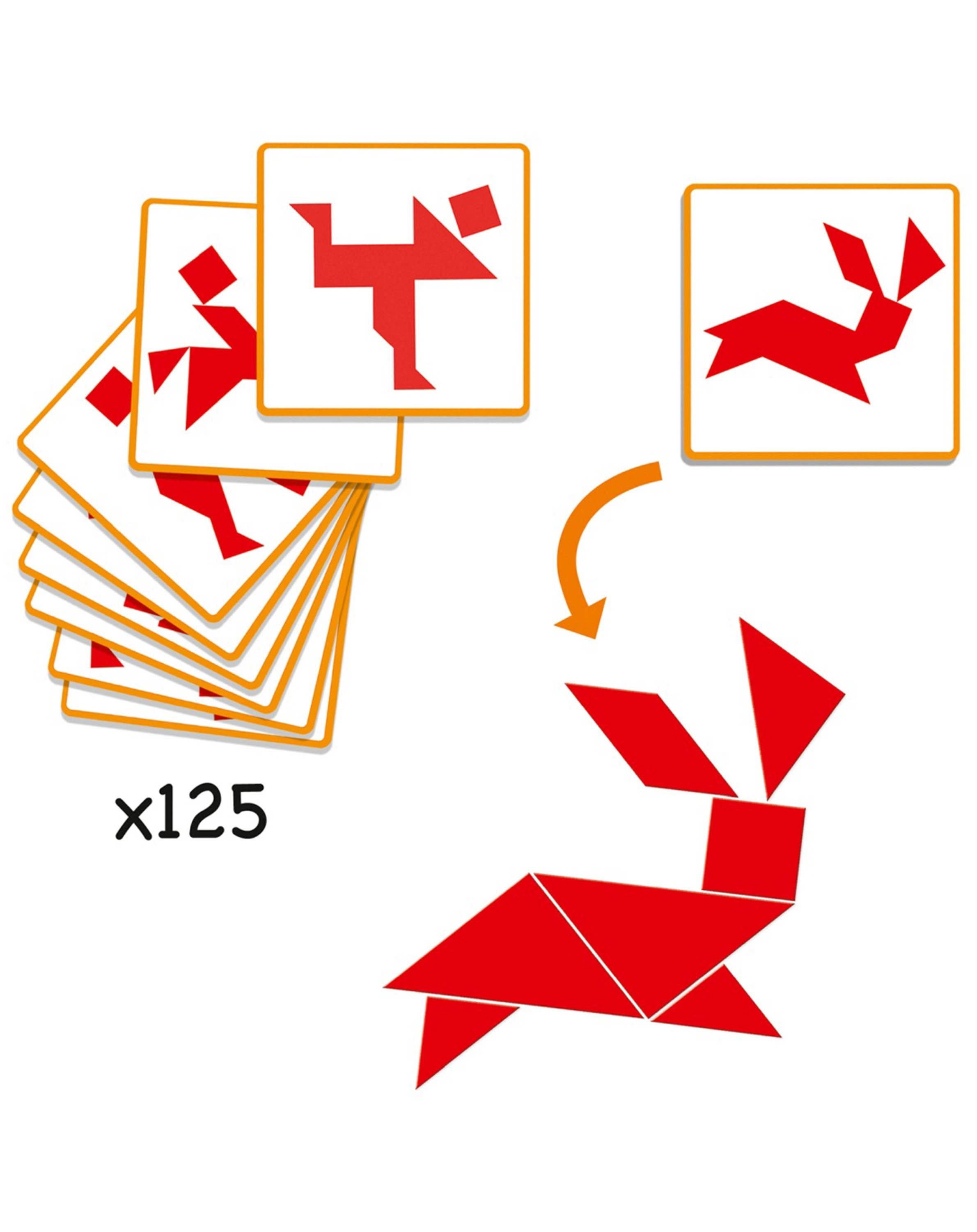Kartenspiel TANGRAM 37-teilig in bunt
