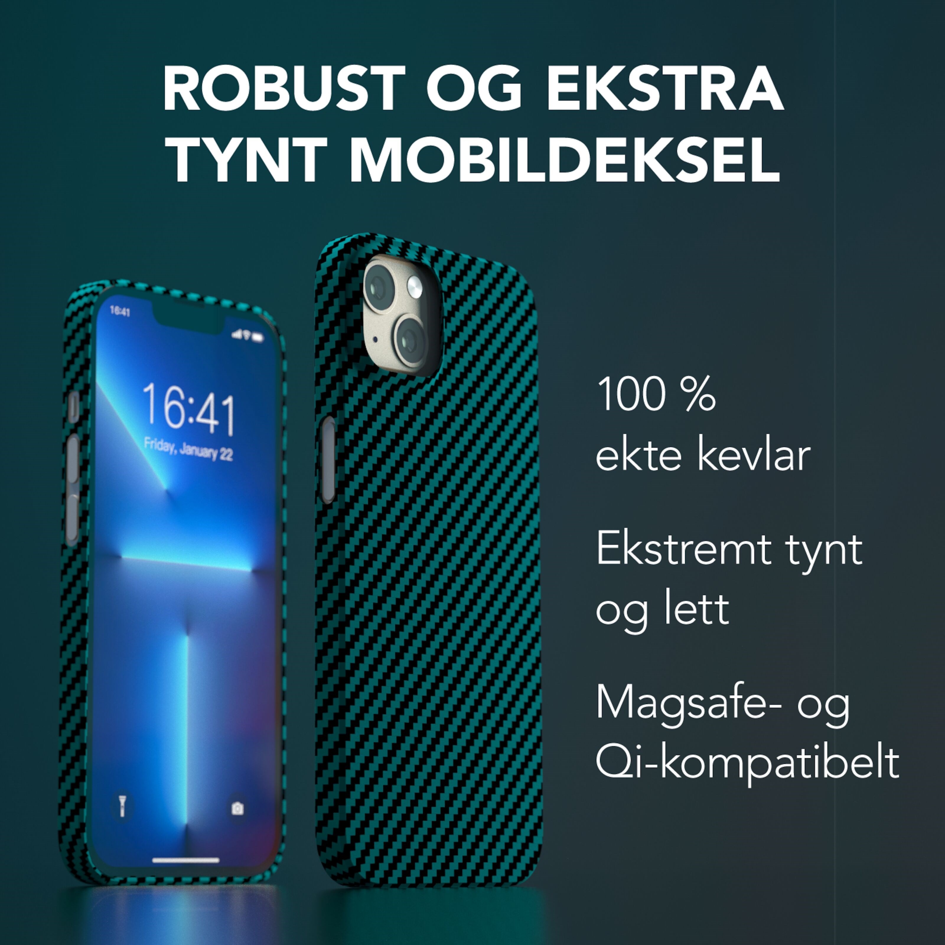 Linocell Premium Kevlar Robust deksel for iPhone 13 Blå