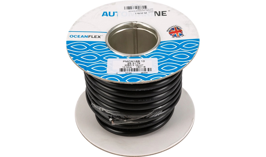 Oceanflex marinekabel sort 16mm2 10 m fortinnet