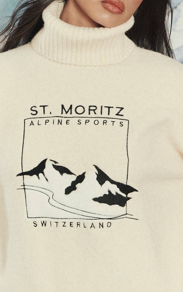 Crème Synthétiquell Col Roulé En Maille Moritz À Slogan
