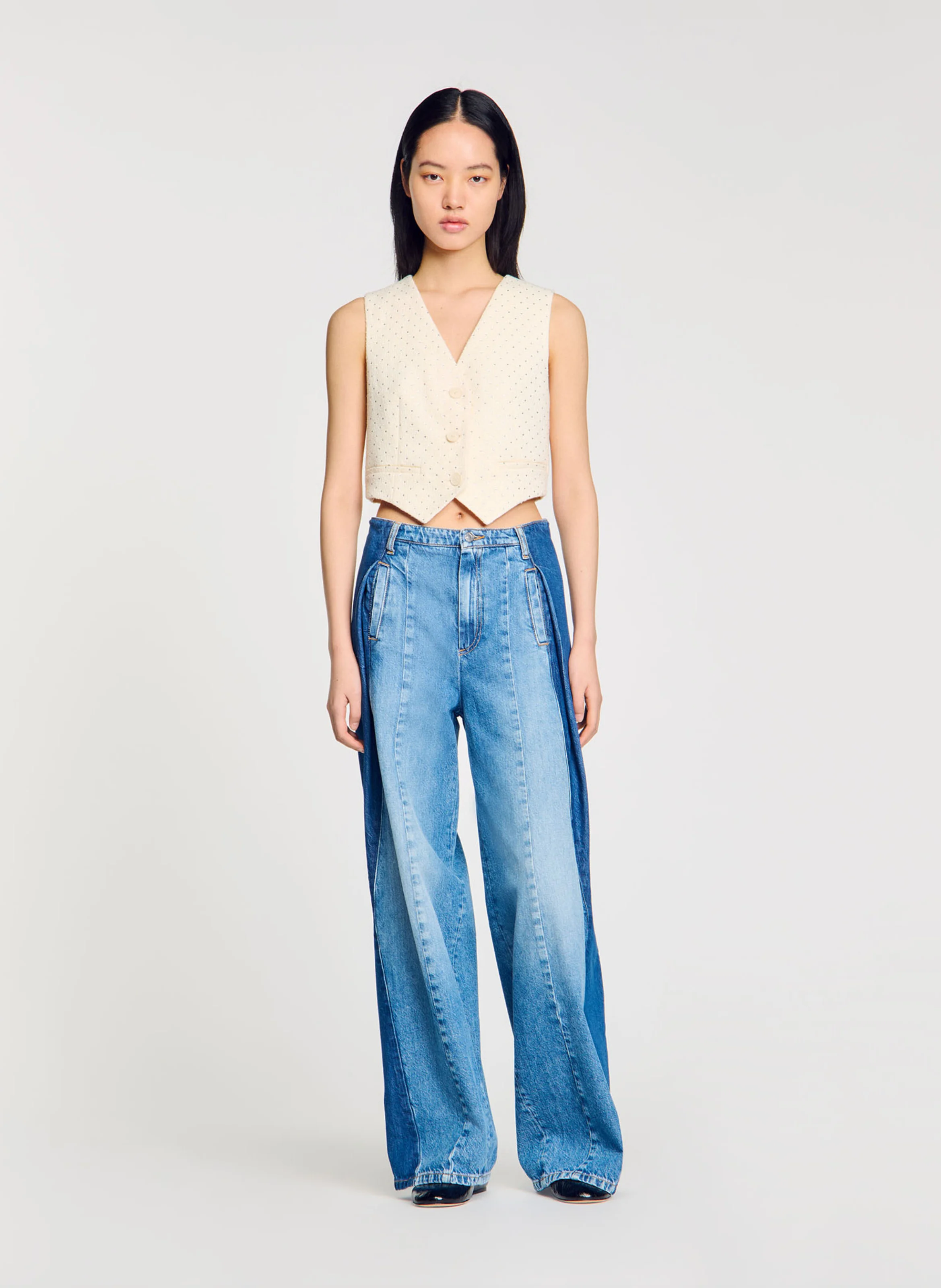 Veston en tweed strassé | Blanc
