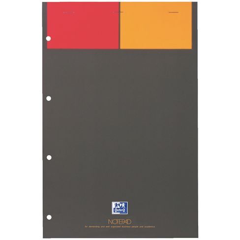 Bloc de bureau Notepad Oxford International 21 x 29,7 cm agrafé gris - 5 x 5 - 80 feuilles perforées