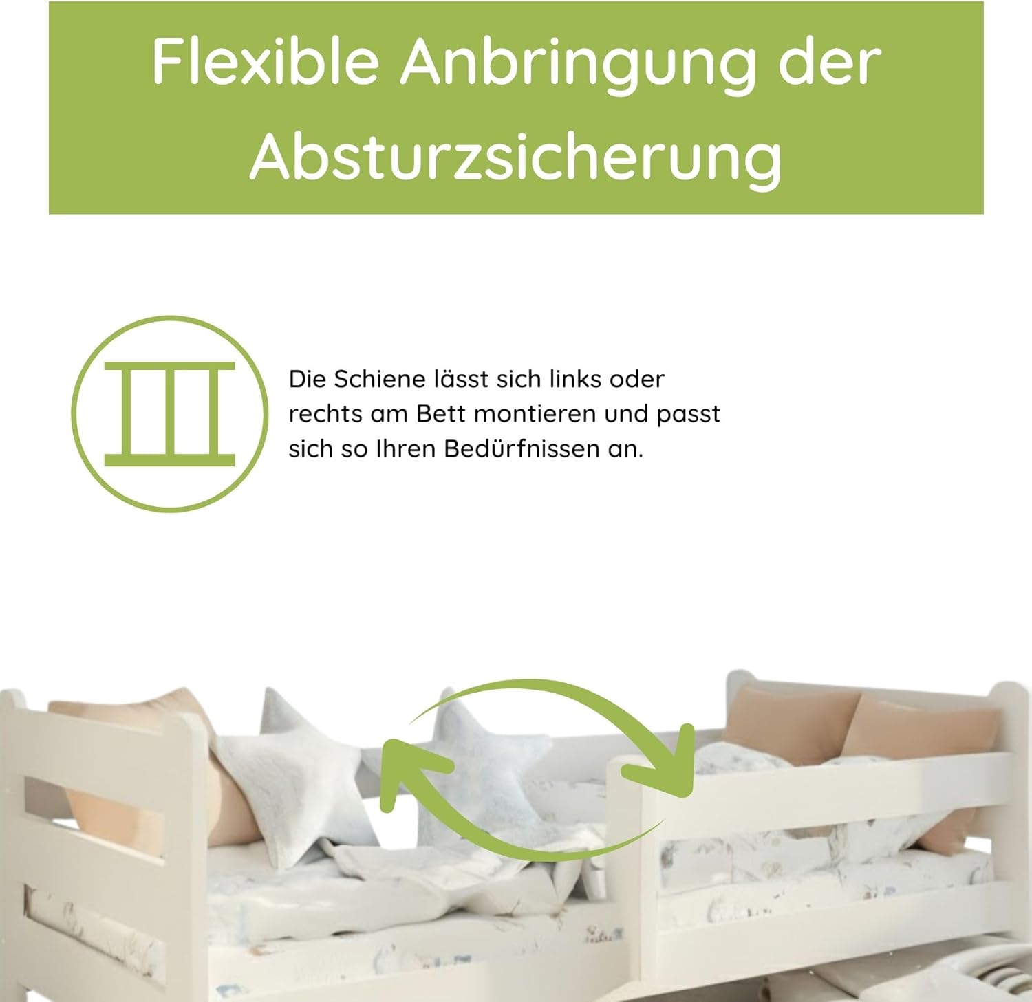 Kids Collective Kinderbett 80x160 cm Kinder Bett Jugendbett Juniorbett | Mit Rausfallschutz, Schublade & Matratze | Komplett-Set | 80×160 cm von 3. bis 10. Lebensjahr | Weiß