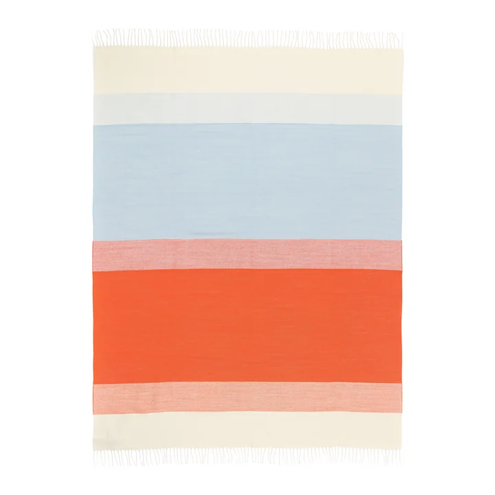 Marimekko - Hennika Decke, 120 x 180 cm, orange / weiss / hellblau