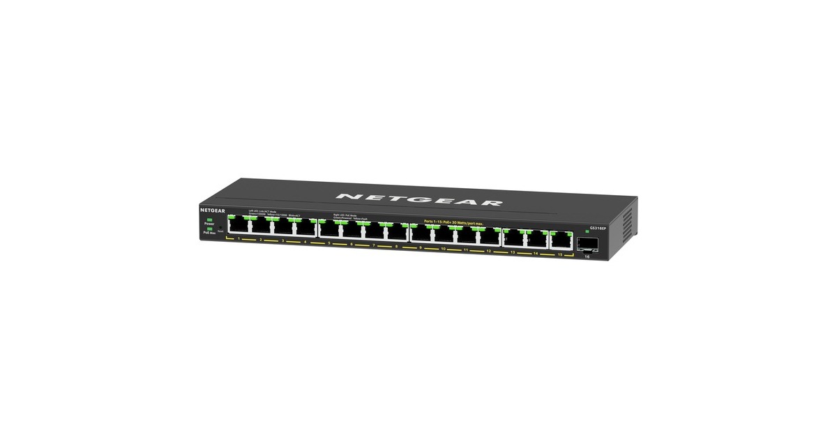 NetgearGS316EP switch  (Zwart)