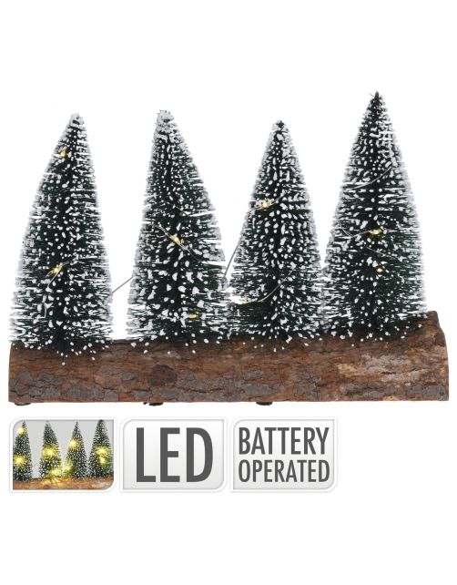 Homestyle Kerstboom 4sts Op Stam Met Led - Kunstkerstboom - 20x5.5x14 cm Groen